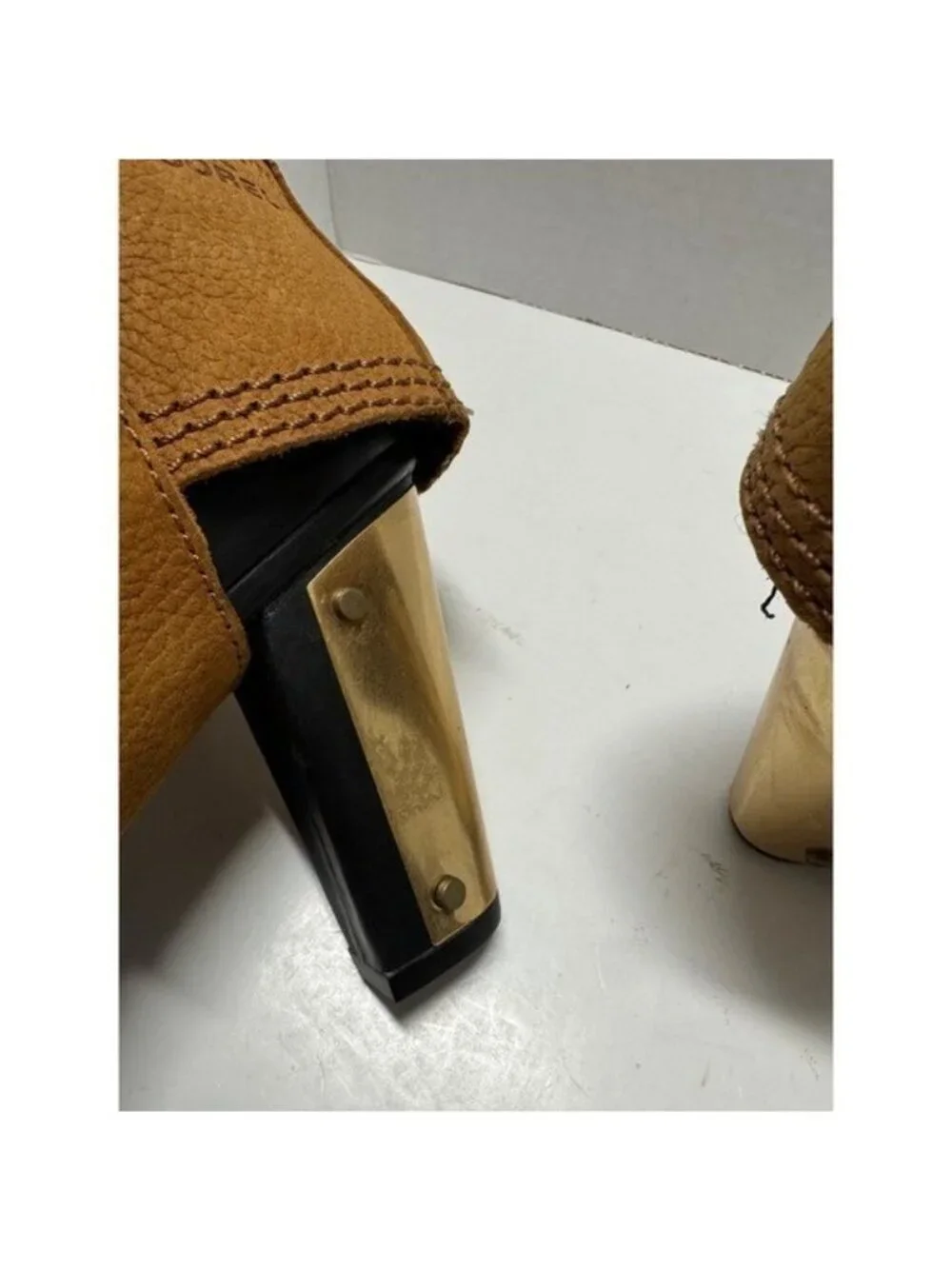 Sorel Medina III Rain Boots Black Tan Gold Heel Ankle Booties Womens 6.5 - Picture 5 of 9